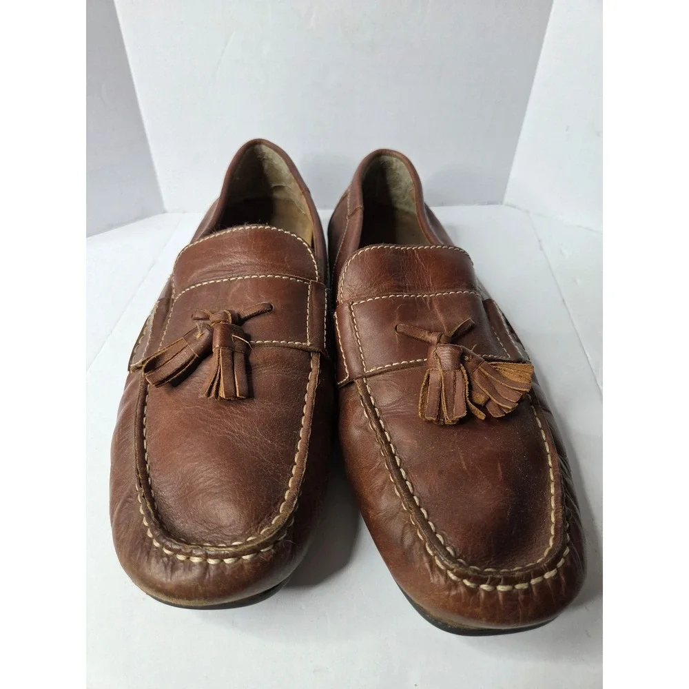 Rockport Men Brown Leather Tassel Loafers Moc Toe Slip On Shoes K55804 Size 11.5